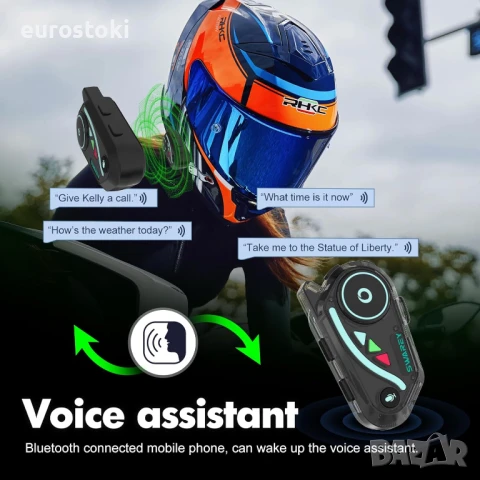 SWAREY Мотоциклетен интерком, 2-посочен 1000M мотоциклетен интерком със споделяне на музика, снимка 3 - Аксесоари и консумативи - 51083994