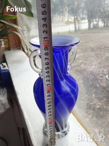 Голяма синя ваза Мурано, снимка 7 - Антикварни и старинни предмети - 53340117
