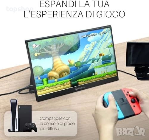 Нов Atlantis 16-инчов преносим монитор 1080P Full HD 1920x1080 HDMI/Type_C високоговорител 2x1W ..., снимка 6 - Монитори - 52520483