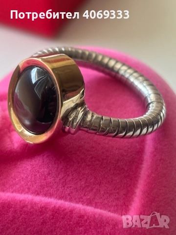 Златен пръстен от 14 каратово  жълто и бяло злато Камък -Звезден сапфир  6.88гр 56р-р (17.8мм) , снимка 7 - Пръстени - 51630181