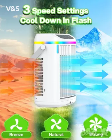 Преносим климатик с LED светлини, 1200ML, 3 режима, тих климатик, снимка 9 - Климатици - 48801499