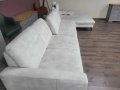 Кремав ъглов диван от плат с лежанка MM-ZE1126 с ел. механизъм, снимка 3