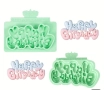 Happy Birthday обли букви силиконов молд форма фондан шоколад гипс декор Рожден ден, снимка 3