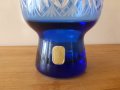 Синя кристална ваза дизайн Karin Grigat Германия 1970 г, снимка 4