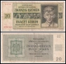 ❤️ ⭐ Бохемия и Моравия 1944 20 крони ⭐ ❤️, снимка 1