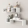 Комплект рафтове за стена 2 броя, етажерка, дърво, бели, 58x12x10см, снимка 2
