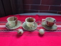 Уникален комплект от пакистански Оникс - 3 чаши с чинийки + 2 декоративни сфери, снимка 1