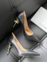 Elisabetta Franchi Дамски Черни Кожени Обувки С Метален Ток Елизабета Фенчи Код E518, снимка 5