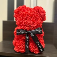Мече от рози в подаръчна торбичка, РЪЧНА ИЗРАБОТКА, снимка 1 - Декорация за дома - 38837070