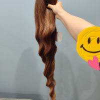 Дълга коса омбре перука с бретон висококачествен косъм, снимка 4 - Аксесоари за коса - 44526532