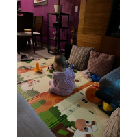 4139 Сгъваемо детско килимче за игра, топлоизолиращо 180x200x1cm - модел жираф и влак с животни, снимка 9 - Други - 44793180