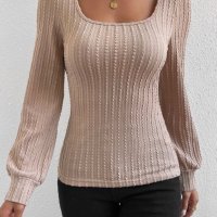 Дамска блуза в бежово с дълъг ръкав, снимка 7 - Блузи с дълъг ръкав и пуловери - 42847671