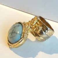 Позлатен пръстен с камък, снимка 5 - Пръстени - 35387912
