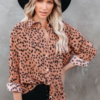 Дамска риза с дълъг ръкав и леопардов принт, снимка 2 - Ризи - 40526316