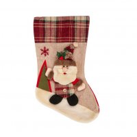 Коледен чорап Mercado Trade, 3D, Дядо Коледа, 40 см, Бежов, снимка 1 - Декорация за дома - 38792371