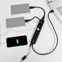 USB Хъб USB 3.0 Axagon HUE-SA7BP - 7 USB3.0 Порта и захранващ адаптер Fast charging , снимка 8 - Кабели и адаптери - 36930993