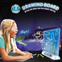 Детска дъска за рисуване 3D Magic Drawing Board, LED светлини, снимка 3 - Рисуване и оцветяване - 30381582