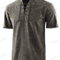 Мъжка едноцветна риза с къс ръкав с връзки, 8цвята - 023, снимка 7 - Ризи - 40761078