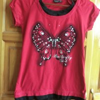 Червена тениска пеперуда, снимка 5 - Детски тениски и потници - 36871265