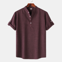 Мъжка едноцветна риза с къс ръкав, 11цвята , снимка 12 - Ризи - 44760177