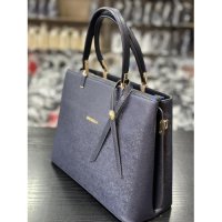 Черна дамска чанта за рамо Diardi черен/син цвят, снимка 4 - Чанти - 44327040