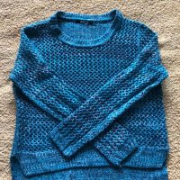 Плетен синьо-зелен пуловер GinaTricot XS, снимка 1 - Блузи с дълъг ръкав и пуловери - 35611379