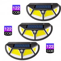 3 броя 122 COB LED Соларна лампа с 3 странна осветеност