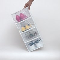 Пластмасова кутия за съхранение на обувки с врата,  34,5x23,5x14 см, Прозрачна, снимка 3 - Други стоки за дома - 42254618