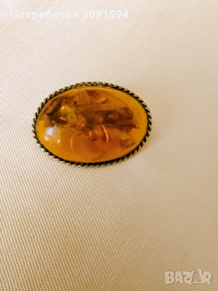 Винтидж ретро брошка от естествен руски кехлибар  , снимка 1