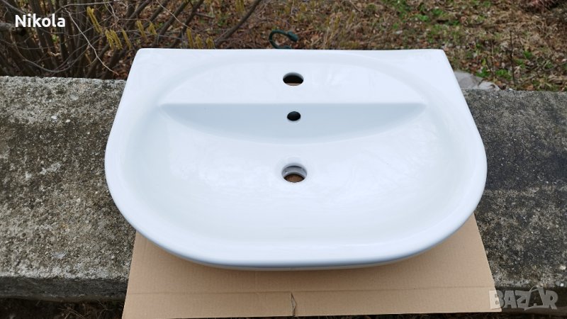 Мивка порцеланова  60/45 cm бяла пукната, снимка 1
