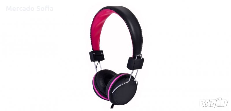 Стерео слушалки, Черно-розово, снимка 1