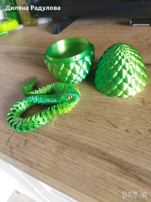 3D принтирана змия в яйце, снимка 1