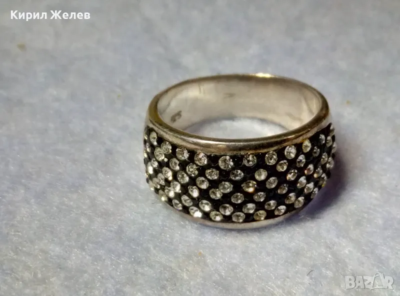 ШАРМАНТЕН СКЪПОЦЕНЕН СРЕБЪРЕН ПРЪСТЕН РОДИРАНО СРЕБРО 925 с МНОГО ЮВЕЛИРНО ФАСЕТИРАНИ ЦИРКОНИ 39232, снимка 1