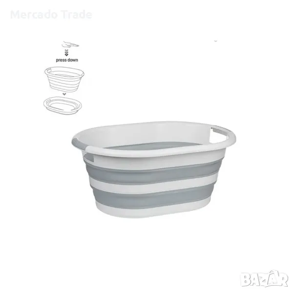 Сгъваем леген с дръжки Mercado Trade, 38л. Бял, снимка 1