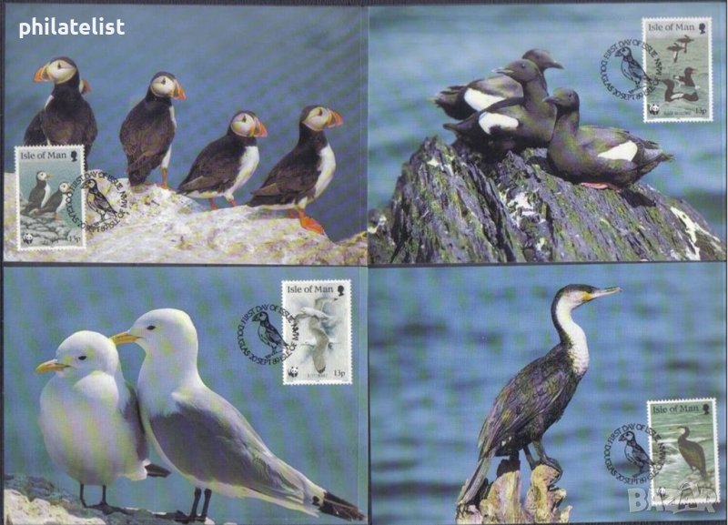 Остров Ман 1989 - 4 броя Карти Максимум - WWF, снимка 1