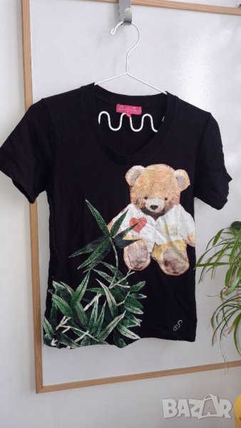 Дамска тенисска С черна с мече памук без следи от употреба, снимка 1