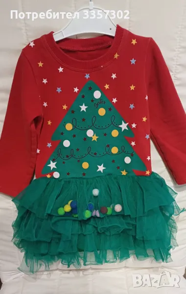 Червена  коледна рокля, снимка 1