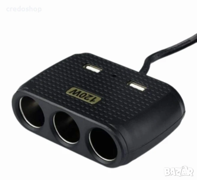 РАЗКЛОНИТЕЛ ЗА ЗАПАЛКА 12V / 24V 3 входа + 2 USB вход, снимка 1
