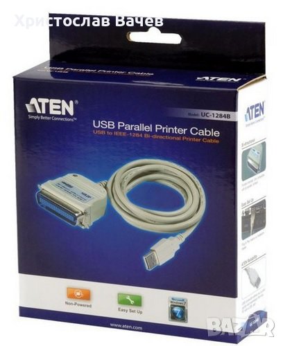 ATEN USB to IEEE-1284 Bi-directional Printer Cable - конвертиращ кабел, снимка 1
