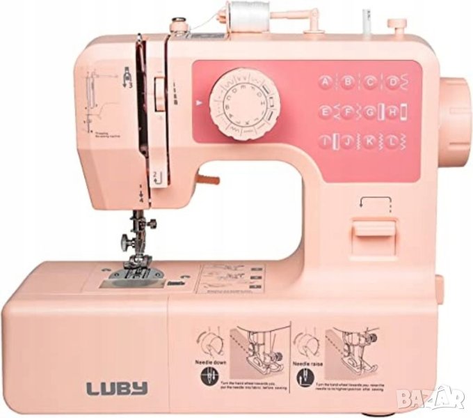 Преносима миди домакинска шевна машина Luby JG-1803 с 12 програми за бод и 2 скорости, снимка 1