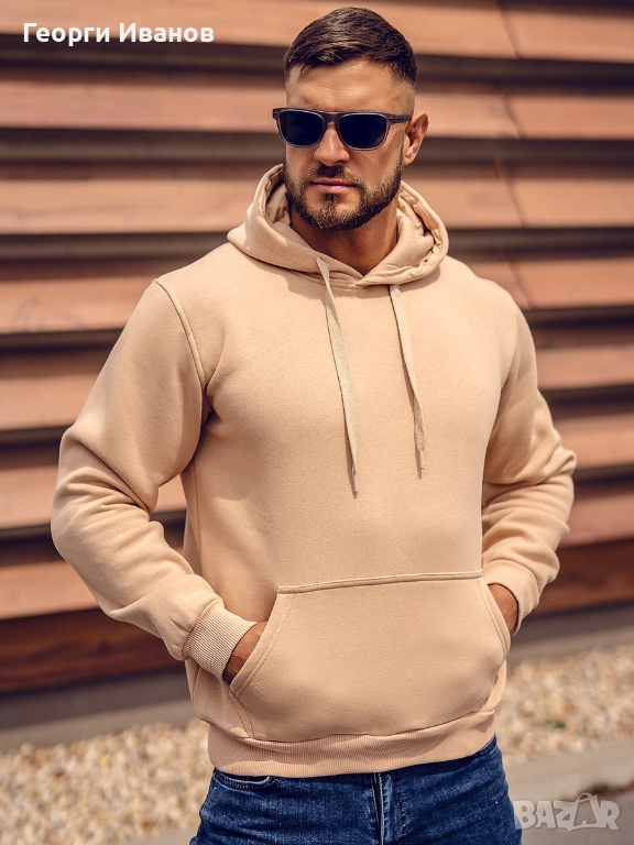 КАТО НОВ DRESSMANN L/XL BASIC HOODIE beige/melange суичър худи горница анорак, снимка 1