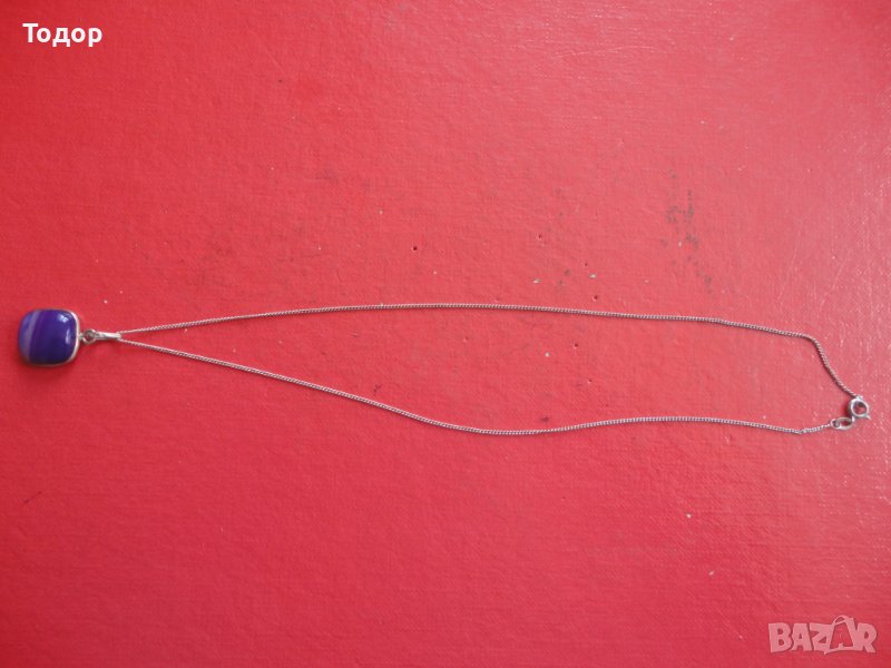 Невероятно сребърно колие с камък 925, снимка 1