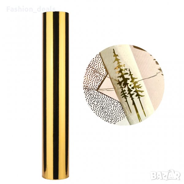 Холографски златен перманентен стикер винилова ролка за декорация 3м, снимка 1