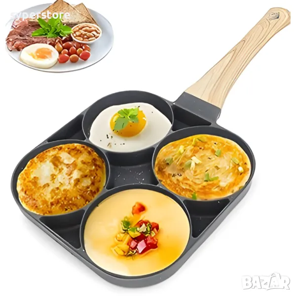 Тиган с 4 отделения Digital One SP01017, с незалепващо покритие, във формата на кръгове, за яйца , п, снимка 1