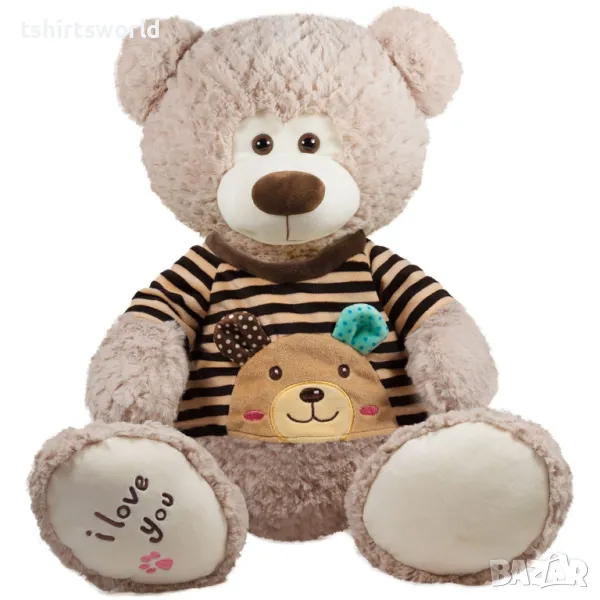 Ново плюшено Мече с кафява тениска, 42см, снимка 1