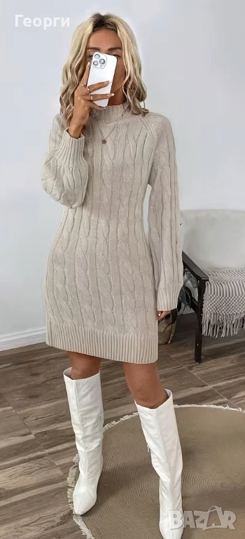 Плетена зимна рокля, р-р L+, снимка 1