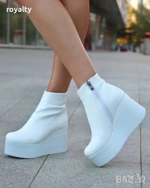 Боти на платформа - Кожа, снимка 1