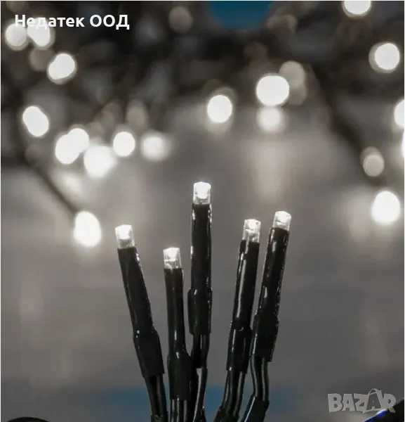 100 LED крушки, разтегателни, бял, 6,15 м , снимка 1