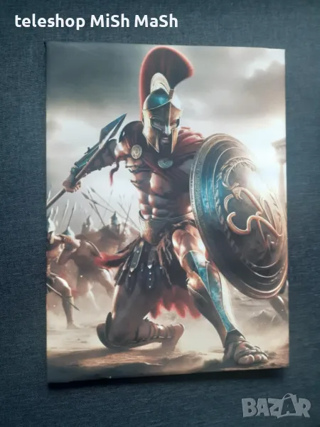 Нова картина платно на дървена рамка със Спартански войн, снимка 1