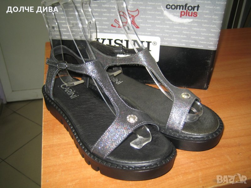Намаление-Дамски сандали  естествена кожа черни, снимка 1